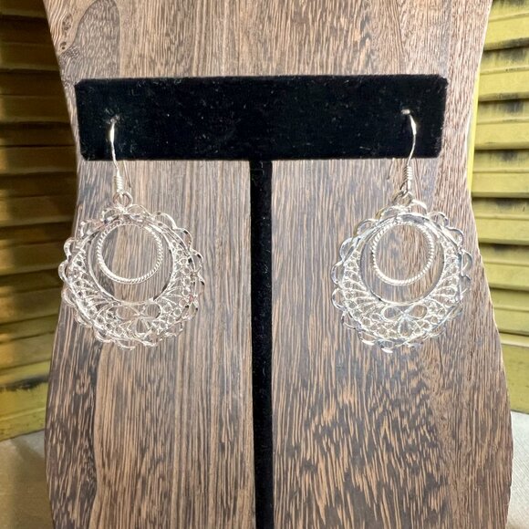 Filigree Sterling 925 Dangle Earrings - Picture 3 of 8